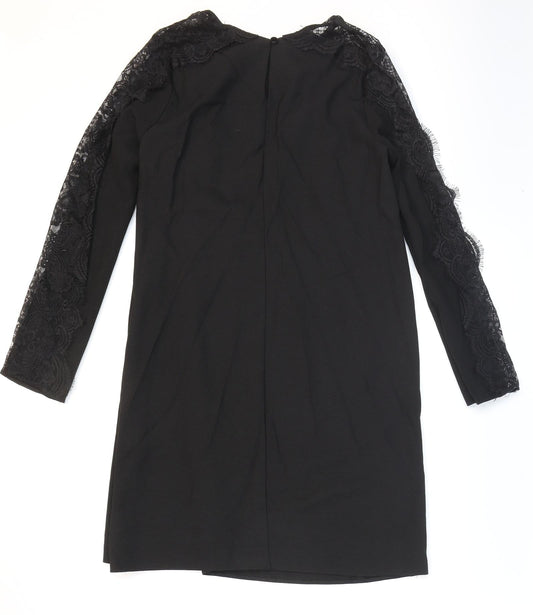 Primark Womens Black Polyester Shift Size 10 Round Neck Pullover - Lace Detail