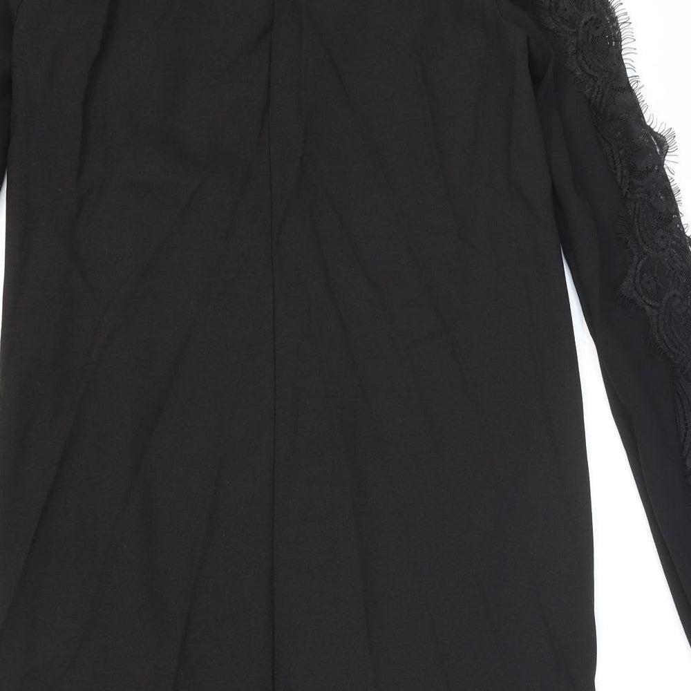 Primark Womens Black Polyester Shift Size 10 Round Neck Pullover - Lace Detail
