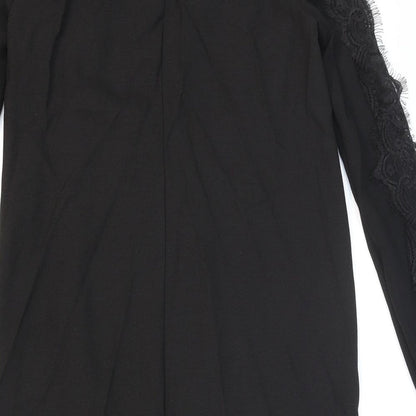 Primark Womens Black Polyester Shift Size 10 Round Neck Pullover - Lace Detail