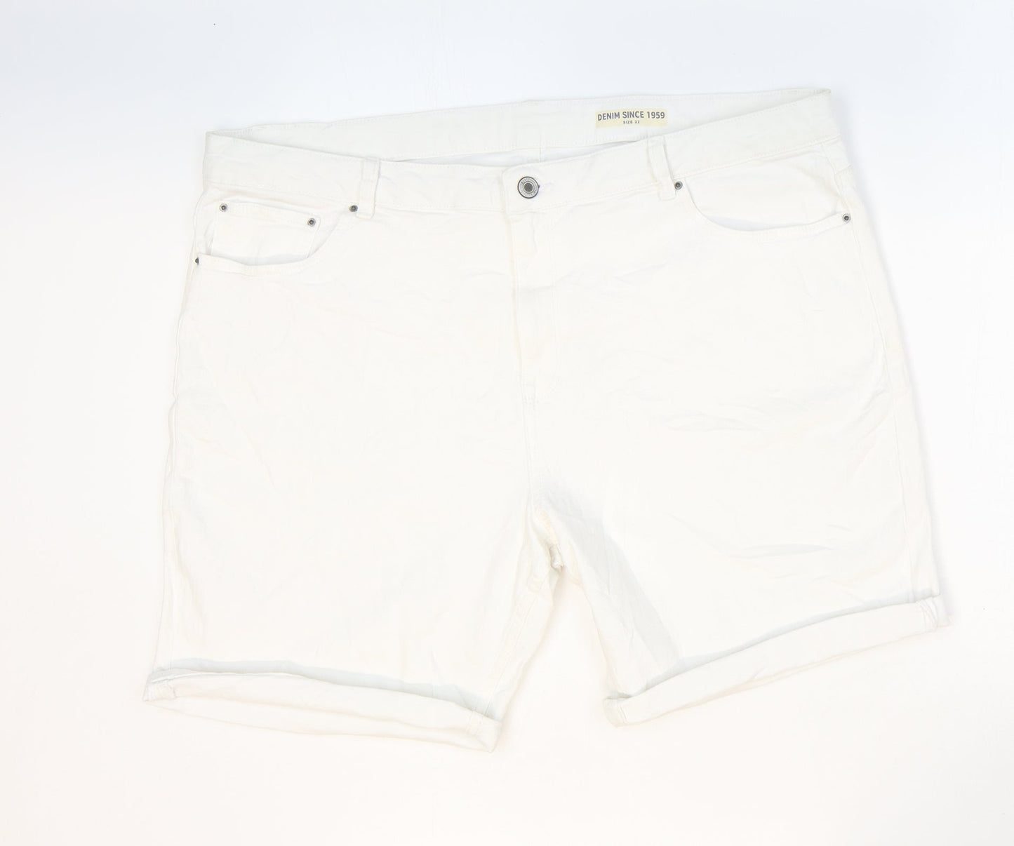 Marks and Spencer Womens White Cotton Boyfriend Shorts Size 20 Regular Zip