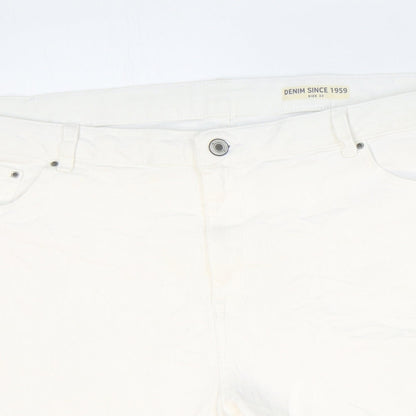 Marks and Spencer Womens White Cotton Boyfriend Shorts Size 20 Regular Zip