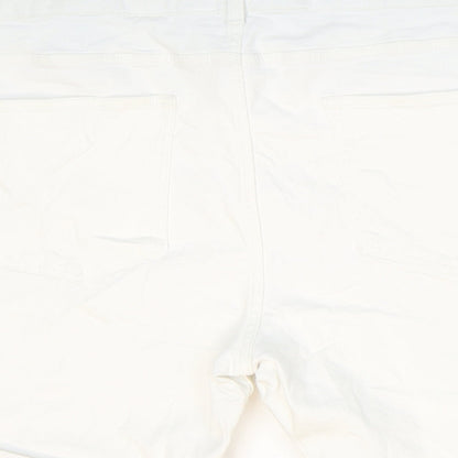 Marks and Spencer Womens White Cotton Boyfriend Shorts Size 20 Regular Zip