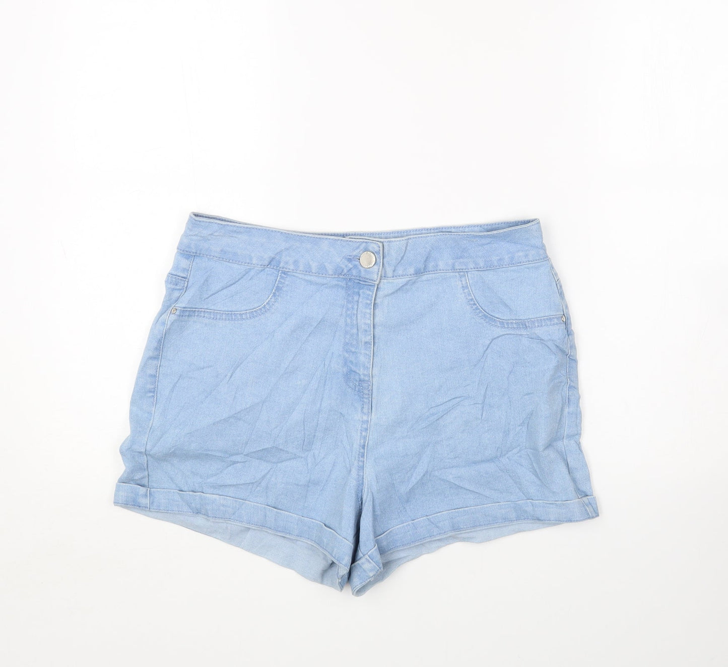 Denim Womens Blue Cotton Hot Pants Shorts Size 10 Regular Zip