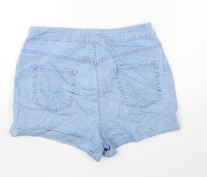 Denim Womens Blue Cotton Hot Pants Shorts Size 10 Regular Zip