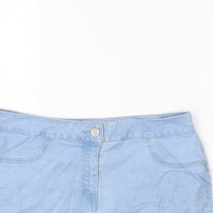 Denim Womens Blue Cotton Hot Pants Shorts Size 10 Regular Zip