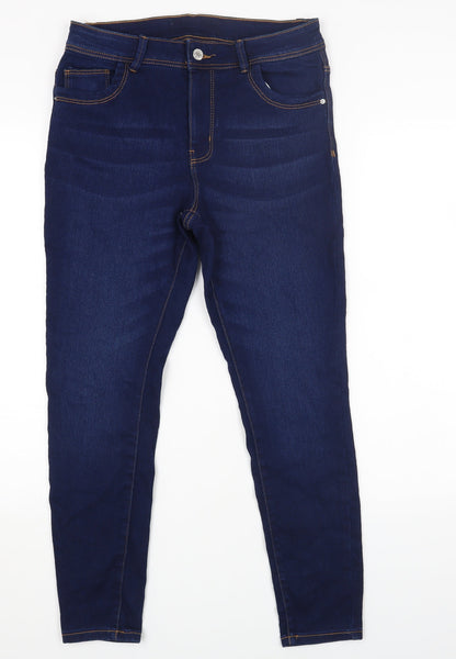 Denim & Co. Womens Blue Cotton Skinny Jeans Size 14 L26 in Regular Zip