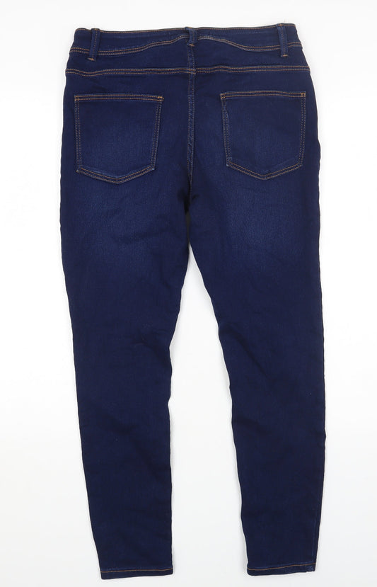 Denim & Co. Womens Blue Cotton Skinny Jeans Size 14 L26 in Regular Zip