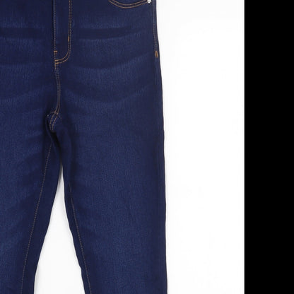 Denim & Co. Womens Blue Cotton Skinny Jeans Size 14 L26 in Regular Zip