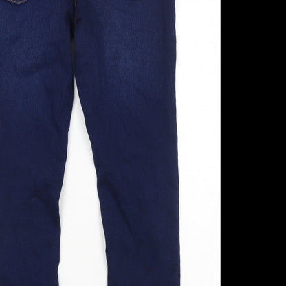 Denim & Co. Womens Blue Cotton Skinny Jeans Size 14 L26 in Regular Zip