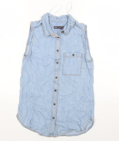 Womens UK Size 6 Marks and Spencer Blue Basic Button-Up