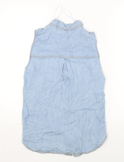 Womens UK Size 6 Marks and Spencer Blue Basic Button-Up
