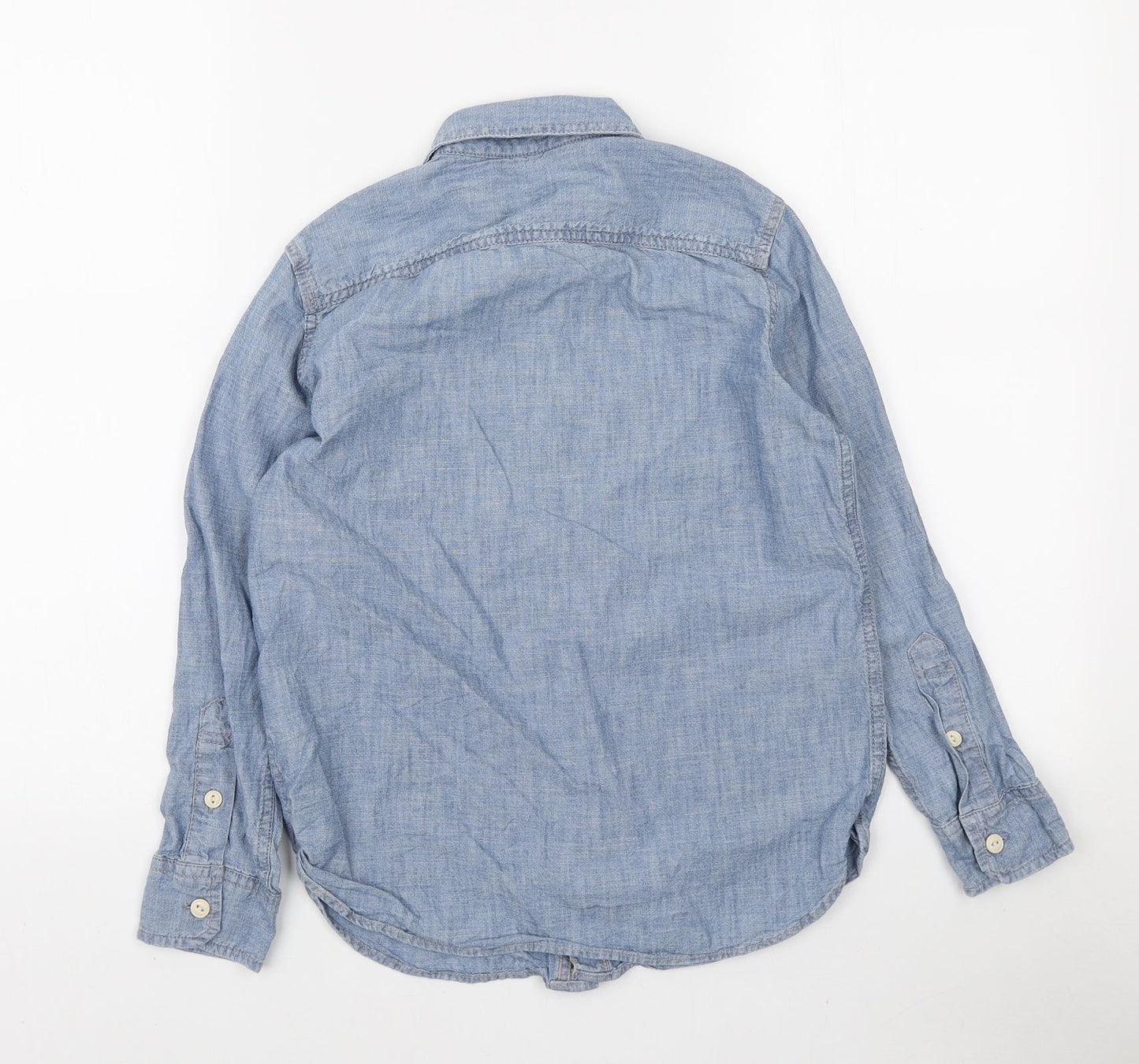 Gap Girls Blue Cotton Basic Button-Up Size 10-11 Years Collared Button