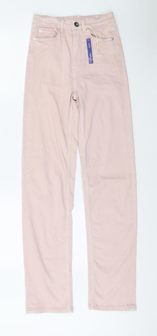 Marks and Spencer Mens Pink Cotton Straight Jeans Size 60 L30 in Regular Zip