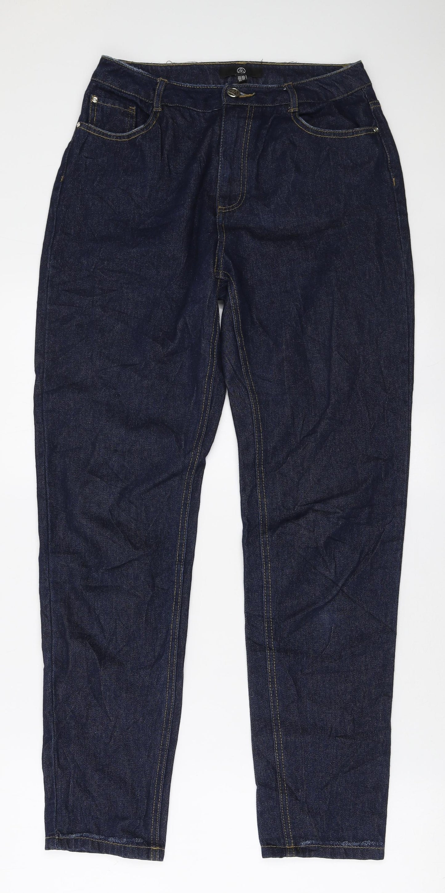 Missguided Womens Blue Cotton Mom Jeans Size 8 L30 in Regular Zip