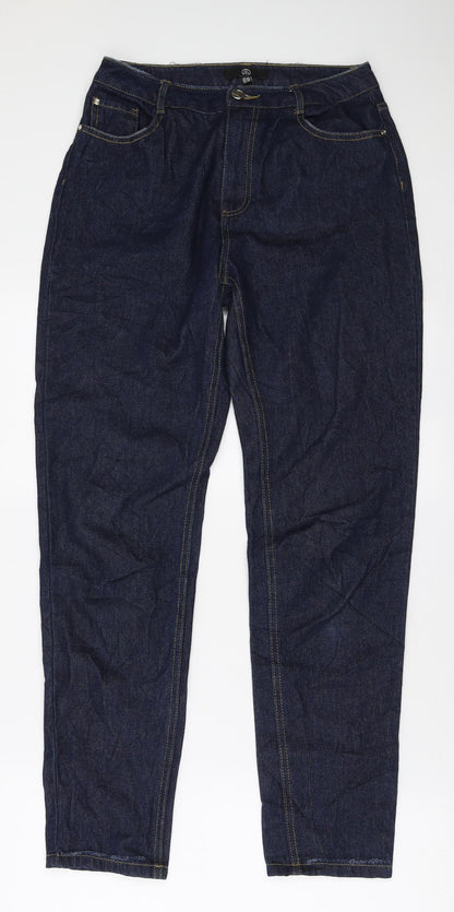 Missguided Womens Blue Cotton Mom Jeans Size 8 L30 in Regular Zip