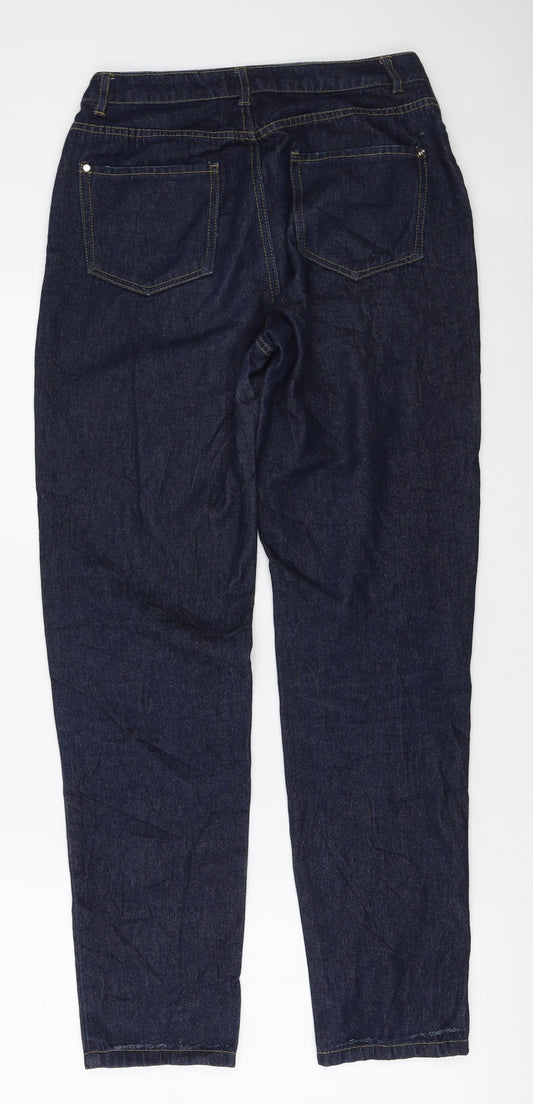 Missguided Womens Blue Cotton Mom Jeans Size 8 L30 in Regular Zip