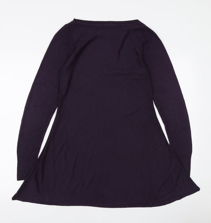 Marks and Spencer Womens Purple Acrylic Kaftan Size 8 Boat Neck Pullover