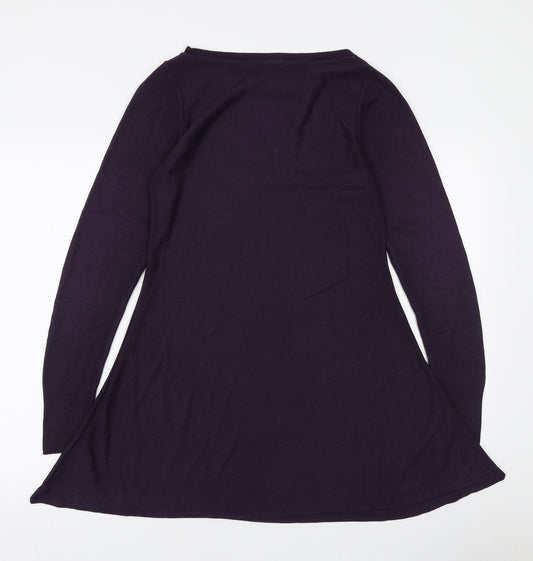 Marks and Spencer Womens Purple Acrylic Kaftan Size 8 Boat Neck Pullover