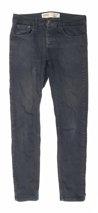 Burton Mens Blue Cotton Skinny Jeans Size 32 in L29 in Regular Button