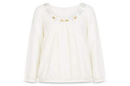 Stephen Y Womens White Nylon Basic Blouse Size M Round Neck