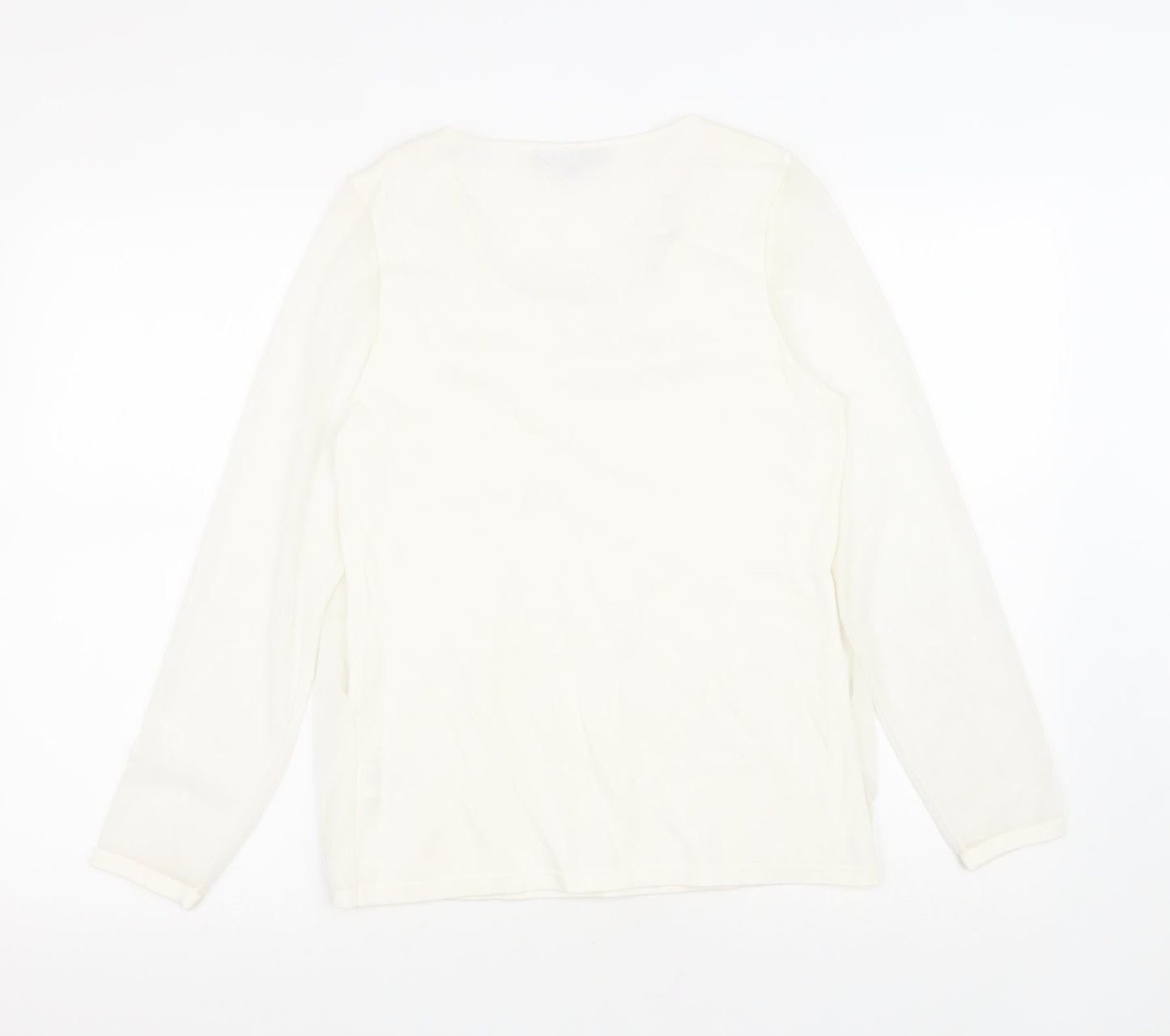 Stephen Y Womens White Nylon Basic Blouse Size M Round Neck