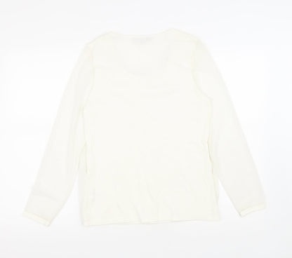 Stephen Y Womens White Nylon Basic Blouse Size M Round Neck