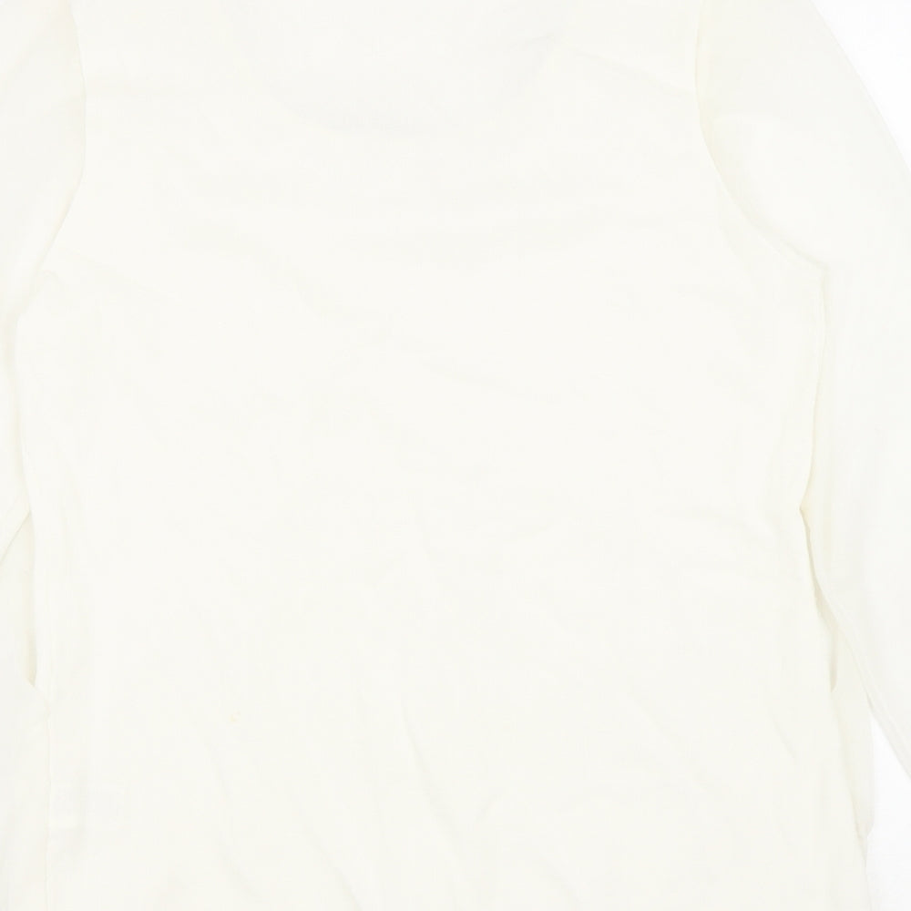 Stephen Y Womens White Nylon Basic Blouse Size M Round Neck