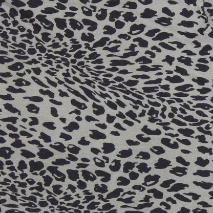 Miao Womens Grey Animal Print Cotton Basic T-Shirt Size L Round Neck - Leopard print