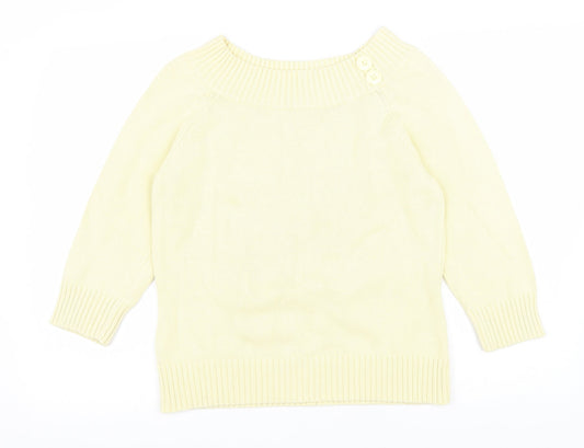 BHS Womens Yellow Boat Neck Cotton Pullover Jumper Size 12