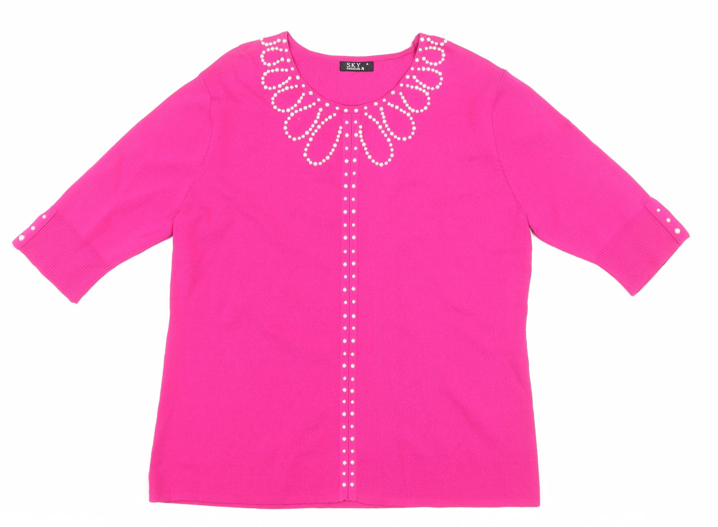 Womens UK Size 4 Sky Pink Basic T-Shirt
