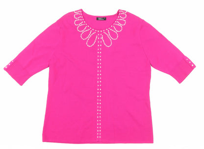 Womens UK Size 4 Sky Pink Basic T-Shirt