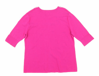 Womens UK Size 4 Sky Pink Basic T-Shirt