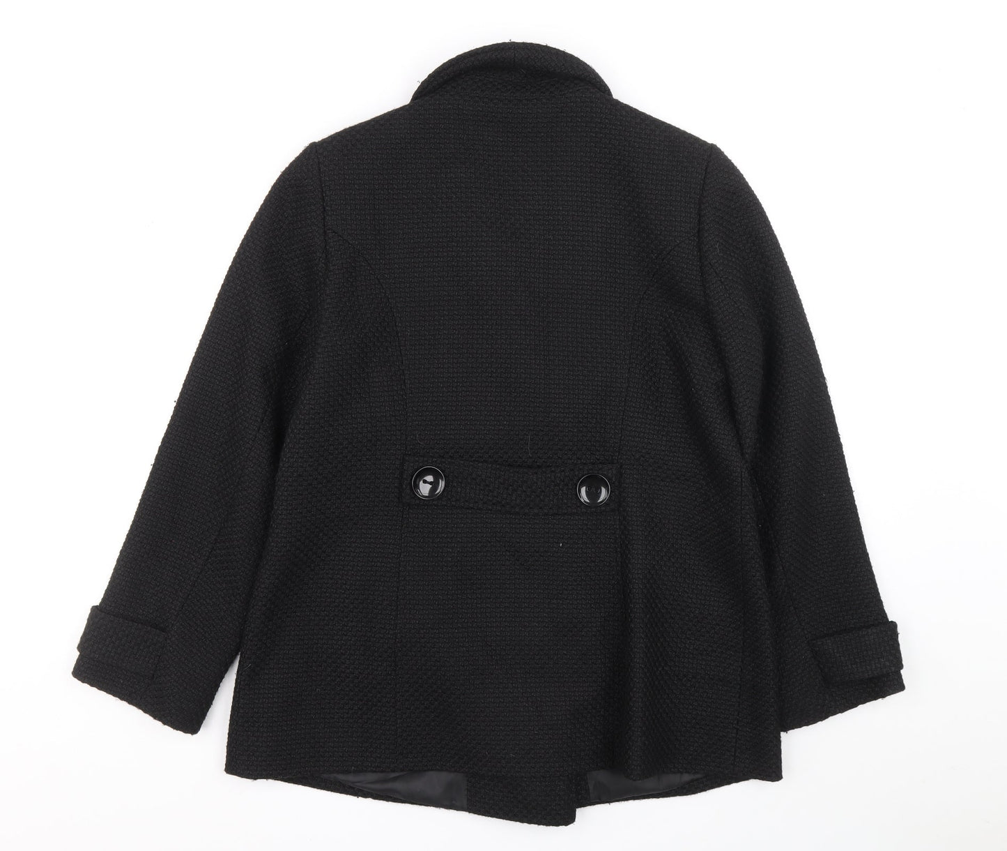 Classics Womens Black Overcoat Coat Size 14 Button