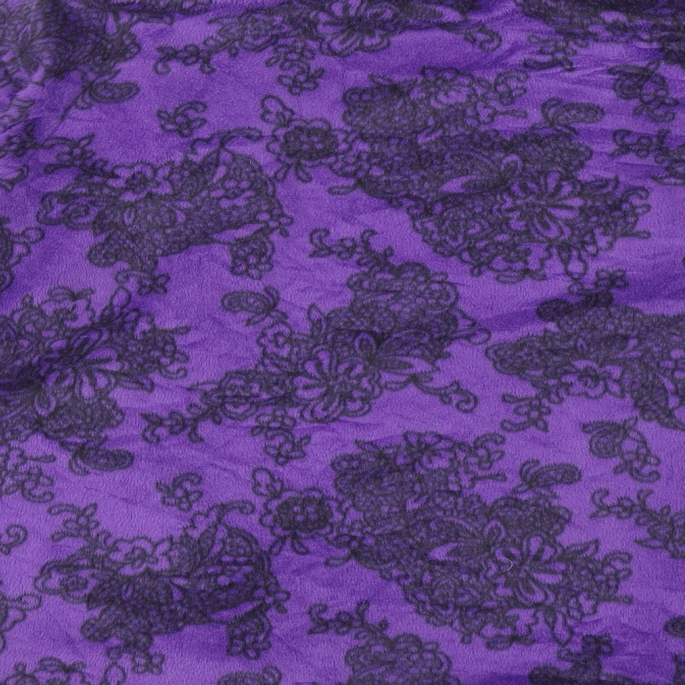 Carole Hochman Womens Purple V-Neck Floral Polyester Cardigan Jumper Size S
