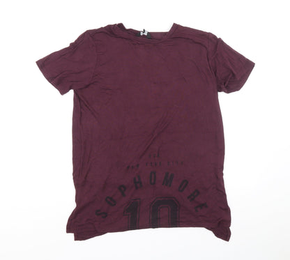 New Look Womens Purple Viscose Basic T-Shirt Size 14 Round Neck - New York City