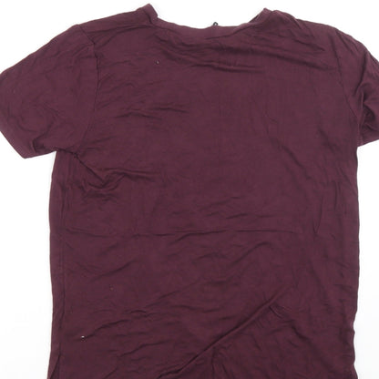 New Look Womens Purple Viscose Basic T-Shirt Size 14 Round Neck - New York City