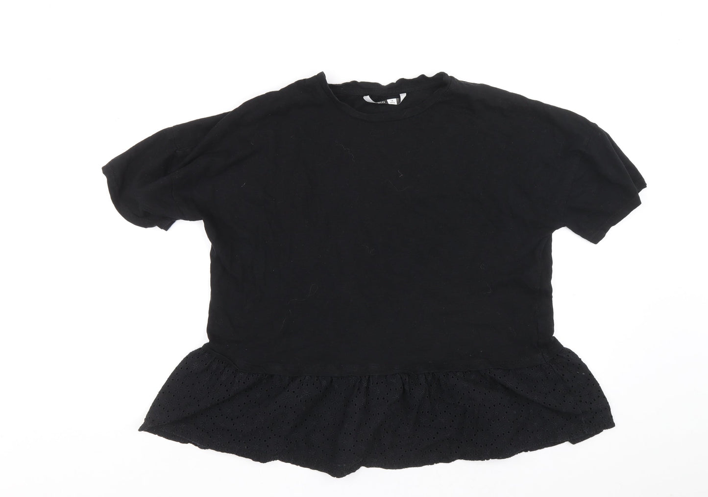 prep&co Womens Black Cotton Basic Blouse Size 14 Round Neck
