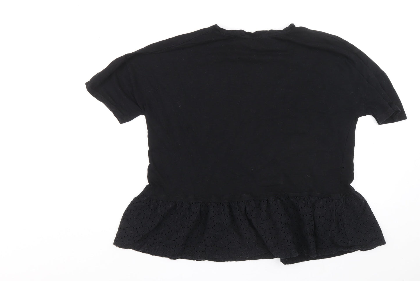 prep&co Womens Black Cotton Basic Blouse Size 14 Round Neck