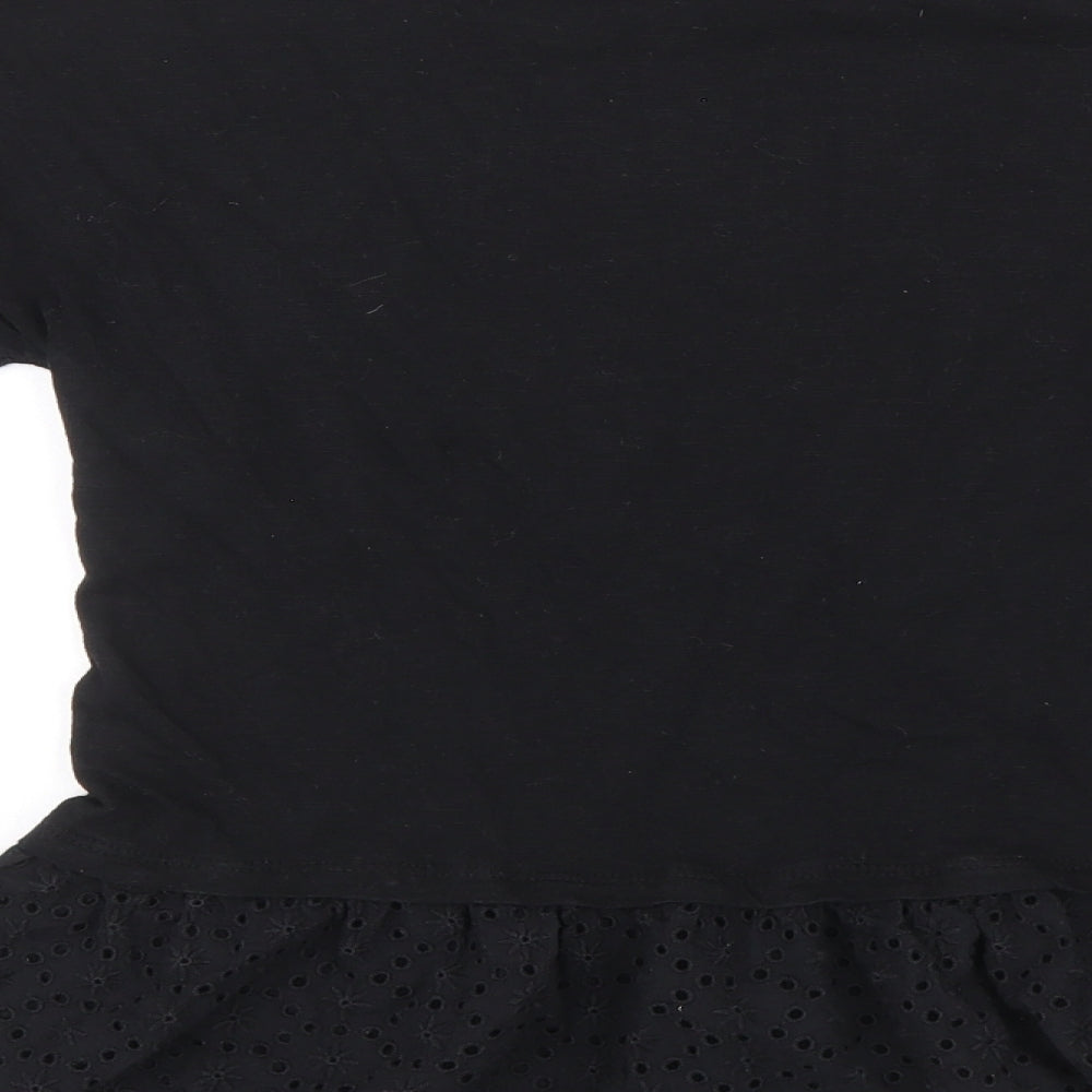 prep&co Womens Black Cotton Basic Blouse Size 14 Round Neck