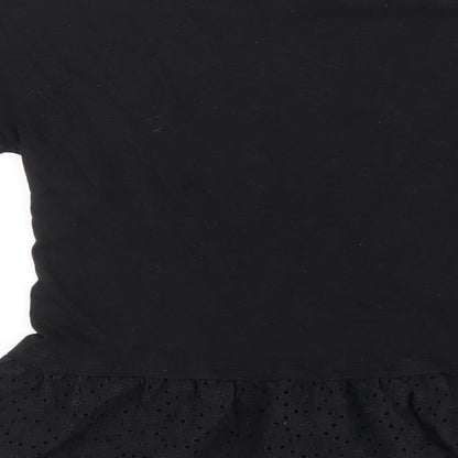 prep&co Womens Black Cotton Basic Blouse Size 14 Round Neck