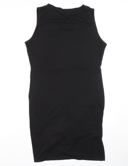 SHIEN Womens Black Polyester Pencil Dress Size XL V-Neck Button