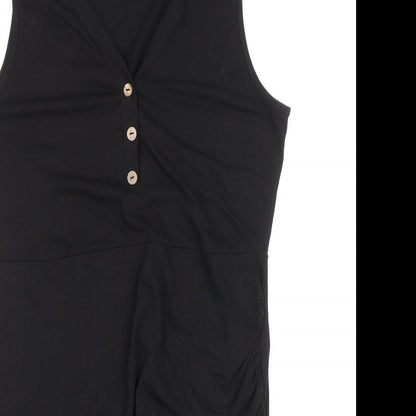 SHIEN Womens Black Polyester Pencil Dress Size XL V-Neck Button