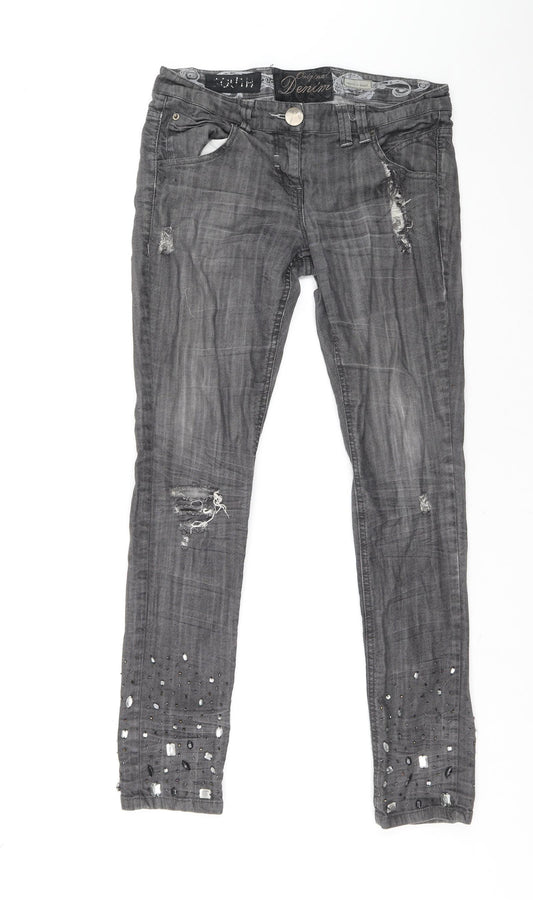 Womens UK Size 28 in Preworn Regular Fit Skinny Grey Jeans