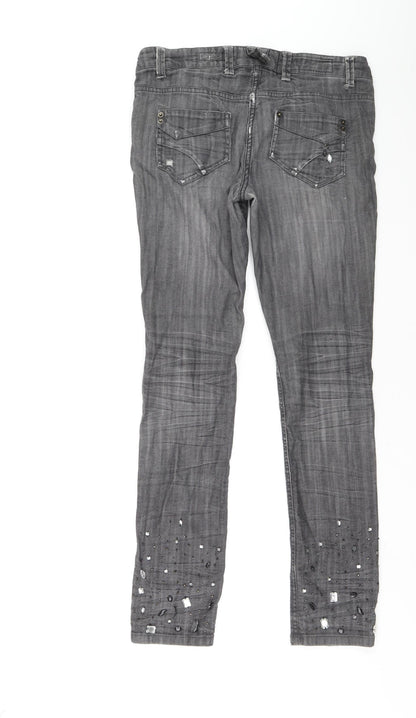 Womens UK Size 28 in Preworn Regular Fit Skinny Grey Jeans