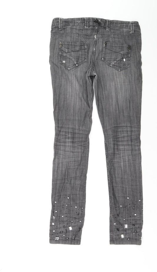 Womens UK Size 28 in Preworn Regular Fit Skinny Grey Jeans