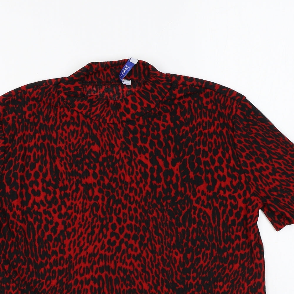 Womens UK Size S Zara Red Basic T-Shirt
