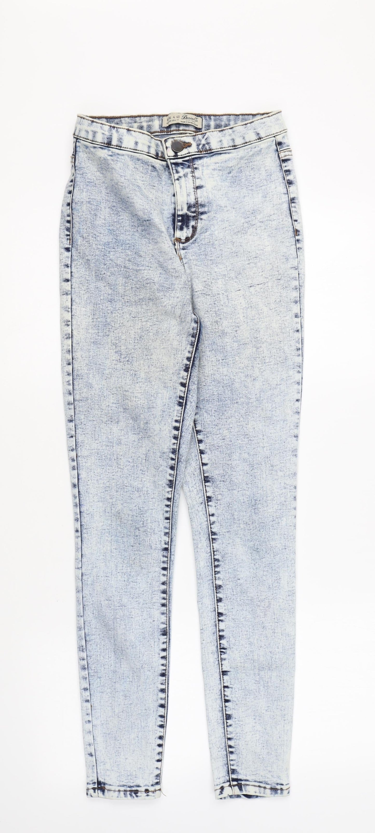 Denim & Co. Womens Blue Cotton Skinny Jeans Size 8 L28 in Regular Zip