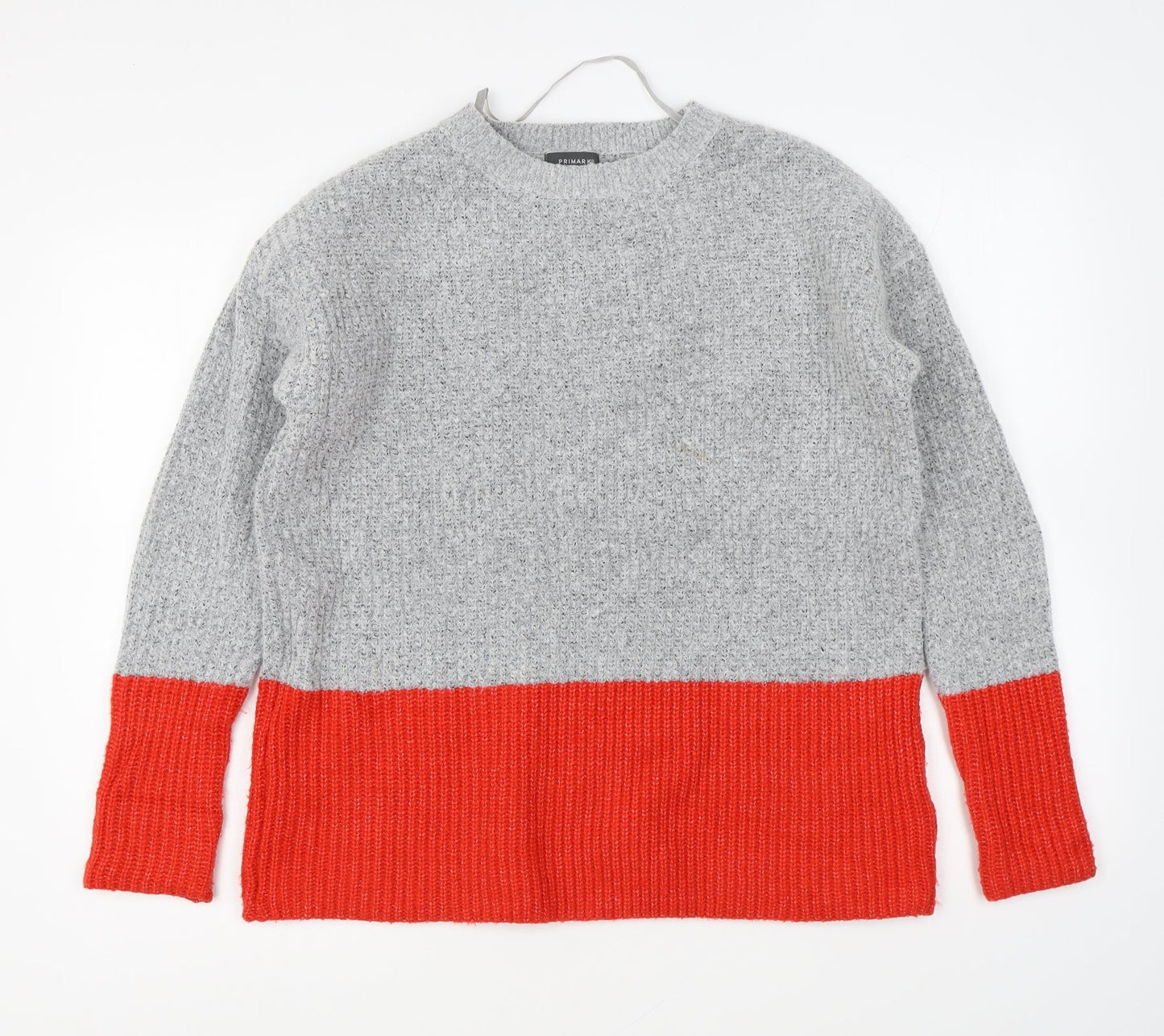 Primark Womens Grey Round Neck Acrylic Pullover Jumper Size M