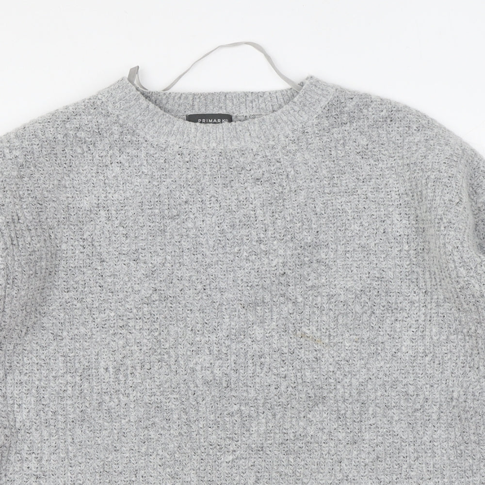 Primark Womens Grey Round Neck Acrylic Pullover Jumper Size M