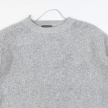 Primark Womens Grey Round Neck Acrylic Pullover Jumper Size M